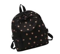 Sac à dos élégant imprimé floral pratique en tissu polyester avec compartiments spacieux pour sac à dos d'école essentiel au quotidien, Noir , One Size