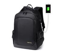 Sac à Dos Elégant pour Ordinateur 15,6’’ WAYTEX 71055 Bi-matière Tissu Imperméable Satiné et Simili Cuir Grand Confort Noir