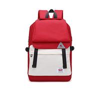 Sac À Dos Élève du Secondaire Sac À Dos en Toile Collège Vent Cartable Étudiant du Secondaire Ordinateur USB Extérieur, Rouge Et Blanc