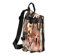 Sac à dos en bandoulière avec motif loup et lune - Sac à bandoulière antivol - Sac à bandoulière - Sac à dos pour sports de plein air, voyage, randonnée - Pour homme et femme, Chiens Multicolore,