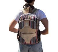 Sac à dos en chanvre pour voyage style hippie grande taille, idéal pour l'été, le jour ou les festivals, décontracté, vintage, homme, femme, tissu imperméable fait à la main Népal Multicolore 24