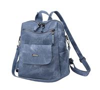 Sac à dos en cuir confortable pour femme - Pour étudiant - Sac à dos de voyage - Portefeuille fin à deux volets - Bleu - Taille unique