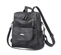 Sac à dos en cuir confortable pour femme - Pour étudiant - Sac à dos de voyage - Portefeuille fin à deux volets - Noir - Taille unique