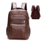 Sac à dos en cuir pour ordinateur portable - Sac d'ordinateur de style vintage de 40 cm avec port USB Sac à dos de voyage avec capacité | Sac à dos de bureau scolaire à la mode pour charger votre