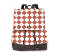 Sac à dos en cuir PU avec motif treillis rose romantique pour femme, sac à dos de voyage imperméable avec rabat, Noir , Taille unique