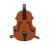 Sac à dos en cuir PU en forme de violon pour femme Sac à main de voyage Sac à dos d'école, Orange