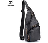 Sac à dos en cuir véritable pour hommes - BULLCAPTAIN - Type Black - Dos - Noir