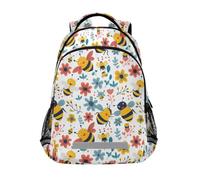 Sac à dos en forme d'abeille volante avec fleur pour enfants, sac d'école, sac à dos pour étudiants, sac à dos décontracté pour garçons et filles