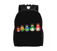 Sac à dos en forme de poupée matriochka russe, idée cadeau souvenir, idéal pour un étudiant, un ordinateur portable de 15 pouces ou un sac d'art populaire russe Noir
