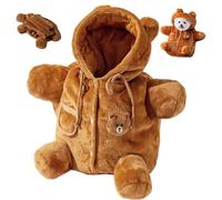 Sac à Dos en Forme d'ours en Peluche pour Chien, Joli Sac de Transport pour Chien en Peluche avec Doublure Douce, Anti-Fuite, pour Chaton, Chiot, Petits Chiens, Voyage en Plein air, S
