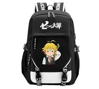 Sac à dos en nylon avec imprimé dessin animé The Seven Deadly Sins Meliodas - Grand sac d'école pour les fans de manga - Cadeau de cosplay, Noir 7, taille unique