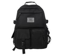 Sac à dos en nylon avec plusieurs poches pour homme et femme, sac d'école offrant une grande capacité et des styles tendance. Sac à dos coréen, Noir , One Size