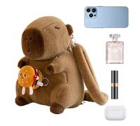 Sac à dos en peluche Capybara - Matériau en peluche douce | sac animal de dessin animé 350 g, cartable à câliner de grande capacité avec des breloques en forme de fleurs et de nourriture pour l'é