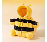 Sac À Dos en Peluche for Chaton Et Petit Chien, Idéal for Les Sorties Hivernales. Costume Chaud Mignon avec Motif Ours Abeille. Anti-Fugue Bandoulière Ajustable Capuche(Bee,L)