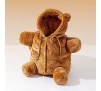 Sac À Dos en Peluche for Chaton Et Petit Chien, Idéal for Les Sorties Hivernales. Costume Chaud Mignon avec Motif Ours Abeille. Anti-Fugue Bandoulière Ajustable Capuche(Bear,L)