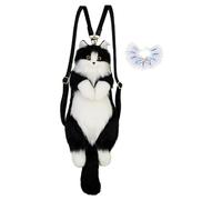 Sac à Dos en Peluche Mignon pour Chat, Sac à Dos de Dessin animé Fait à la Main pour Adultes, Amoureux des Chats, Enfants, avec écharpe Bleue