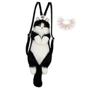 Sac à Dos en Peluche Mignon pour Chat, Sac à Dos de Dessin animé Fait à la Main pour Adultes, Amoureux des Chats, Enfants, avec écharpe Rose