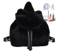 Sac à dos en peluche - Sac à dos avec nœud | Pour voyage, garderie, étudiants, Noël, shopping, fêtes, école, enfants, femmes, Noir , Refer to description