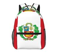 Sac à dos en polyester durable pour camping, voyage, marche, cyclisme, grande capacité, sac à dos polyvalent antivol, drapeau du Pérou, sac à dos d'extérieur