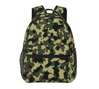 Sac à dos en polyester durable pour gymnase, affaires, vélo, grande capacité, polyvalent, antivol, sac à main, camouflage militaire, vert, camouflage, art, voyage, randonnée.