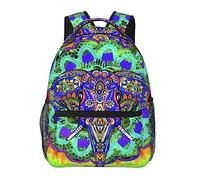 Sac à dos en polyester durable pour la randonnée, le travail, la course, la grande capacité, le sac à bandoulière polyvalent antivol, Tie Dye Elephant Head Art Travel and Sport Backpack Rucksack