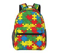 Sac à dos en polyester durable pour l'escalade en plein air, la course à pied, le sac à dos antivol polyvalent de grande capacité, la sensibilisation à l'autisme, le puzzle coloré, le voyage, la ran