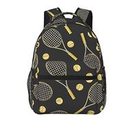 Sac à dos en polyester durable pour salle de sport, vélo d'affaires, sac de transport antivol polyvalent de grande capacité, raquettes de tennis colorées amusantes et balles de tennis.
