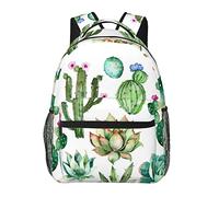Sac à dos en polyester durable pour trekking, pique-nique, marche, cyclisme, grande capacité, antivol, sac à bandoulière polyvalent, éléments d'aquarelle, plantes succulentes, cactus, art décontract