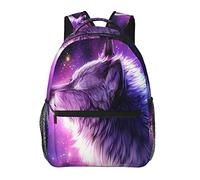 Sac à dos en polyester durable pour trekking, pique-nique, marche, vélo, grande capacité, antivol, sac à bandoulière polyvalent, Blue Universe Galaxy Magic Wolf In The Space Art Casual Daypack
