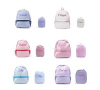 Sac à dos en seersucker, boîte à déjeuner en seersucker, sac à dos en seersucker personnalisé, cadeau d'anniversaire pour garçon, sac à langer, rose, lunch bag