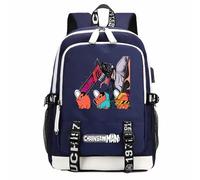 Sac à dos en tissu Oxford bleu avec dessin animé, sac à dos d'école, sac à dos pour fan de tronçonneuse, cadeau de cosplay, Bleu 2, taille unique