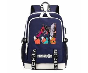 Sac à dos en tissu Oxford bleu avec dessin animé, sac à dos d'école, sac à dos pour fan de tronçonneuse, cadeau de cosplay, Bleu 2, taille unique