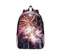 Sac à dos en toile 3D motif feu d'artifice pour ordinateur portable avec sangles réglables vintage décontracté pour l'école, les voyages, le travail en plein air, le camping, Noir , S