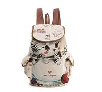 Sac à dos en toile avec cordon de serrage imprimé chat mignon pour femmes, sac à dos d'école, sac à dos de voyage, sac à dos avec deux poches latérales, 840A, Large
