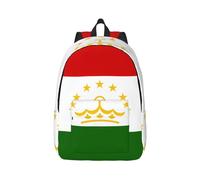 Sac à dos en toile avec drapeau du Tadjikistan pour ordinateur portable, protection contre l'eau et sangles ergonomiques pour le travail d'affaires pour l'université, Noir , M