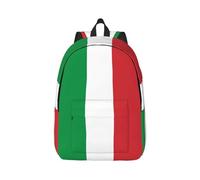 Sac à dos en toile avec motif drapeau de l'Italie pour ordinateur portable - Sangles réglables - Style vintage décontracté - Pour l'école, les voyages, Noir , M
