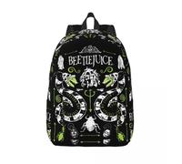 Sac à dos en toile avec symboles de B-Beetlejuice pour homme et femme, ideal pour les randonnées, les voyages, les etudiants, les horreurs d'Halloween, pour ordinateur portable, du Noir