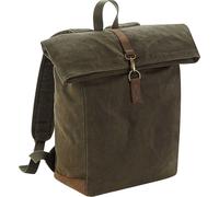 Sac à dos en toile cirée Quadra Heritage avec accent en cuir RW7077 (taille unique) (Vert olive)