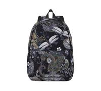 Sac à dos en toile grise libellules pour ordinateur portable, protection contre l'eau et sangles ergonomiques pour le travail universitaire, Noir , M