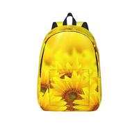Sac à dos en toile jaune tournesol pour ordinateur portable, protection contre l'eau et sangles ergonomiques pour le travail d'affaires pour l'université, Noir , M