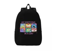 Sac à dos en toile personnalise avec impression 3D «Inside Out Emotions In A Day» pour l'ecole, le collège, les voyages, les femmes et les hommes, adapté aux ordinateurs portables Noir