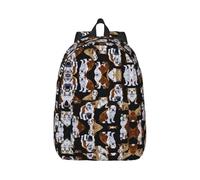 Sac à dos en toile pour ordinateur portable Motif bouledogues anglais avec sangles réglables Style vintage décontracté Pour l'école, les voyages, le travail en plein, Noir , M