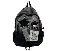 Sac à dos en toile, sac à dos étoile, esthétique Y2k avec accents de crâne d'étoile, design grunge vintage, léger pour les voyages, concerts, shopping,