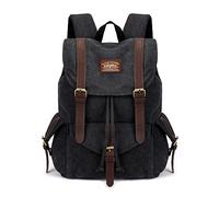 Sac à Dos en Toile Sac d'ordinateur Portable Cartable Pack de Sport en Plein air pour Les randonnées pédestres, Le Camping par KAUKKO (Noir)