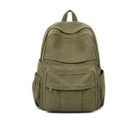 Sac À Dos En Toile Vintage Sac Décontracté Multipoches Unisex Léger Sacs Scolaire Voyage Adapté Quotidien Déplacement Extérieur (Olive)