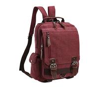 Sac À Dos en Toile Voyage Sac D'Ordinateur Portable Cartable Pack De Sport en Plein Air pour Les Randonnées Pédestres Rouge2 29 * 11 * 33CM