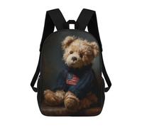 Sac À Dos Enfant, Cartable Vintage Patriotic Teddy Bear Sac À Dos Grande Capacité Pour Élèves, Garçons, Filles, Adultes Et Adolescents 17inch