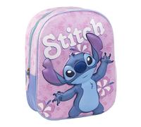 Sac à dos pour enfant 3D Stitch - Couleur rose - 25 x 10 x 31 cm - Fabriqué en polyester et EVA - Avec fermeture éclair - Imprimé Stitch