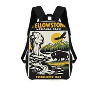Sac À Dos Enfant Dessin Animé Yellowstone National Park Vintage Poster 17 Pouces, Sac À Dos De Voyage Décontracté Imprimé En 3D, Grand Sac À Dos Pour Garçons Et Filles