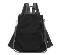 Sac A Dos Enfant Fille - Sac À Dos en Velours Côtelé Élégant Couleur Unie avec Poches Idéal pour L'Université L'Automne Et l'hiver pour Une Journée Décontractée (Black One Size)